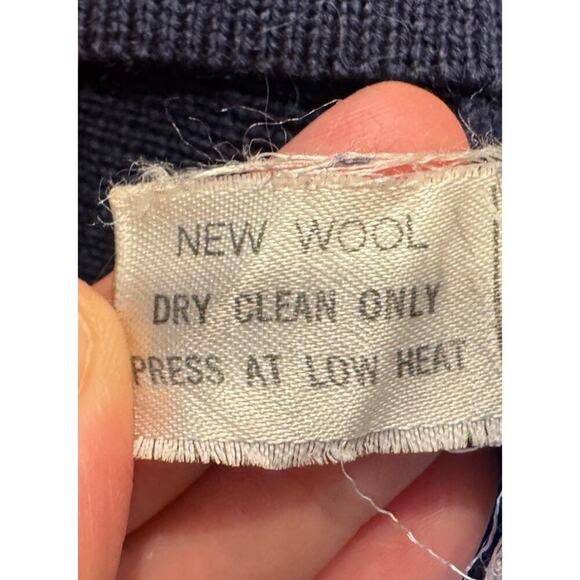 Vintage Bogner Navy Blue Rainbow Schurwool Pullover Ski Sweater Retro READ - Picture 7 of 13